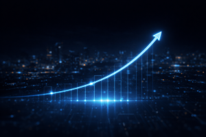 Futuristic growth in neon blue