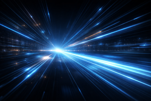 Futuristic light tunnel in motion